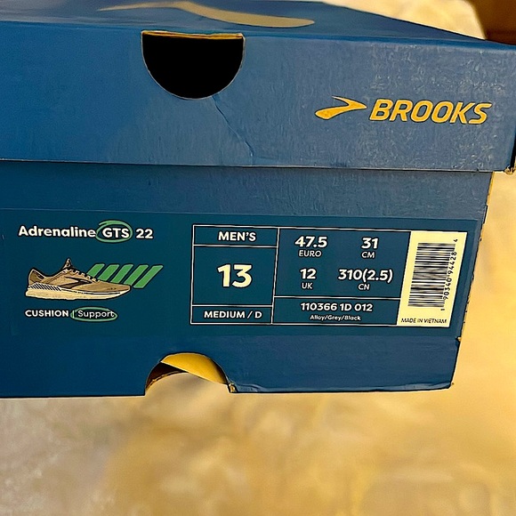 BROOKS 👟 BLACK GTS22 CUSHIONED ADRENALINE ATHLETIC SHOE SNEAKER Men’s 13 D Width - Picture 13 of 13